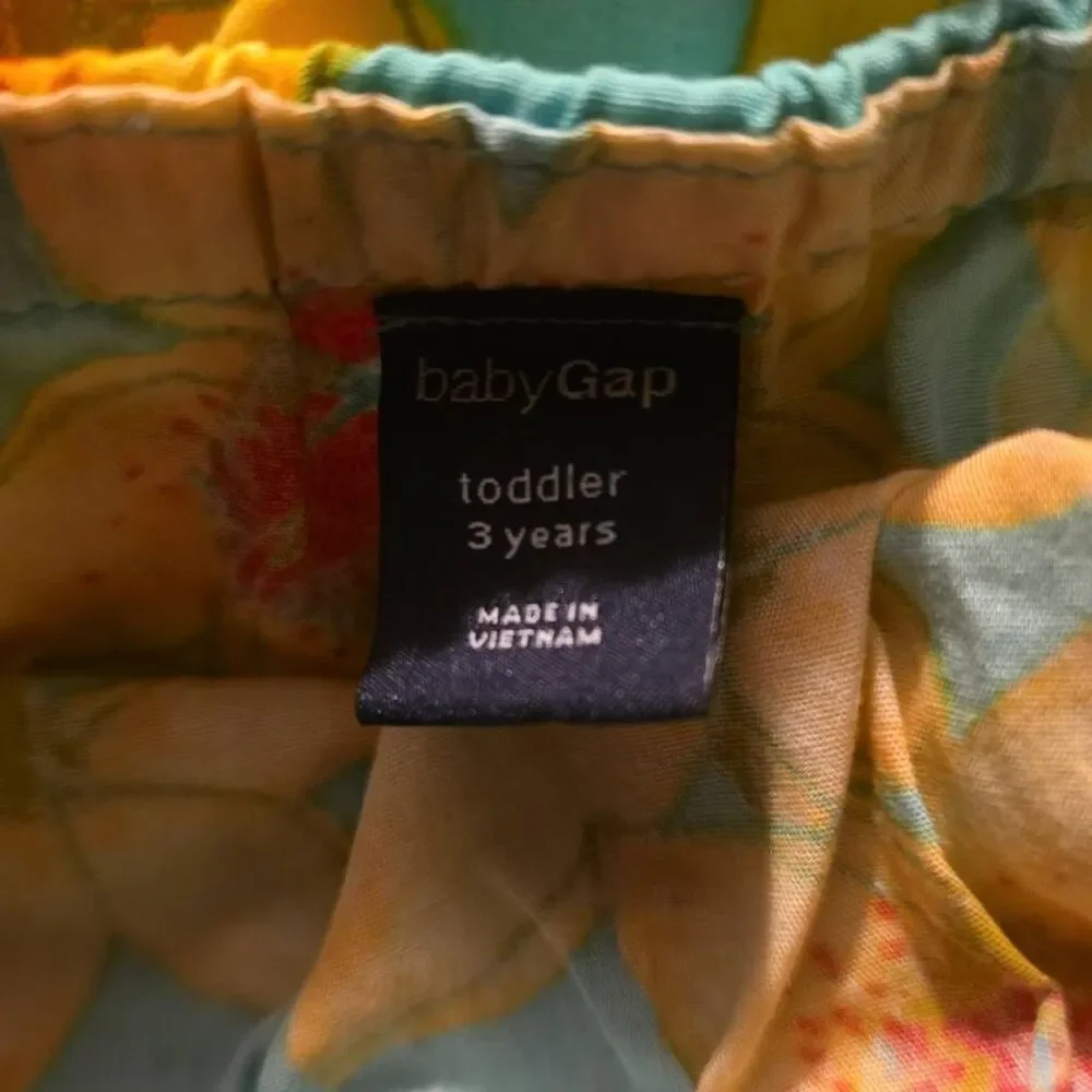 Gap Girl's Size 3T Blue Yellow Tropical Floral Print Romper